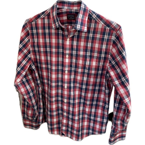 UNTUCKit Other - UNTUCKit Navarro Men's Long Sleeve Button Up Shirt Red Plaid, Small Cotton Blend